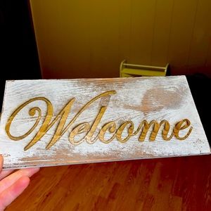 WELCOME SIGN CUSTOM ENGRAVED W/ 2 CHOICES OF WOOD RUSTIC WHITE OR BROWN